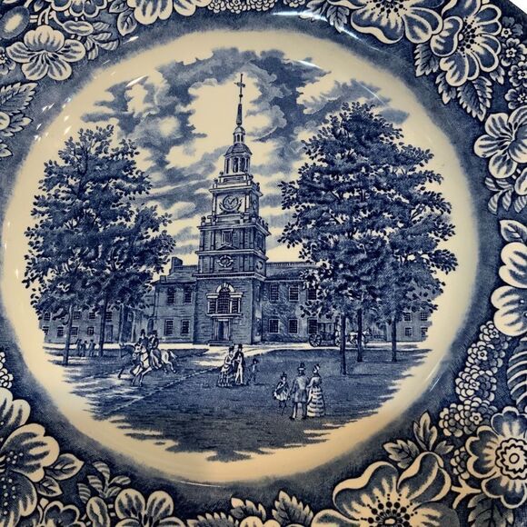 Vintage Liberty Blue Independence Hall Plate - Picture 4 of 6